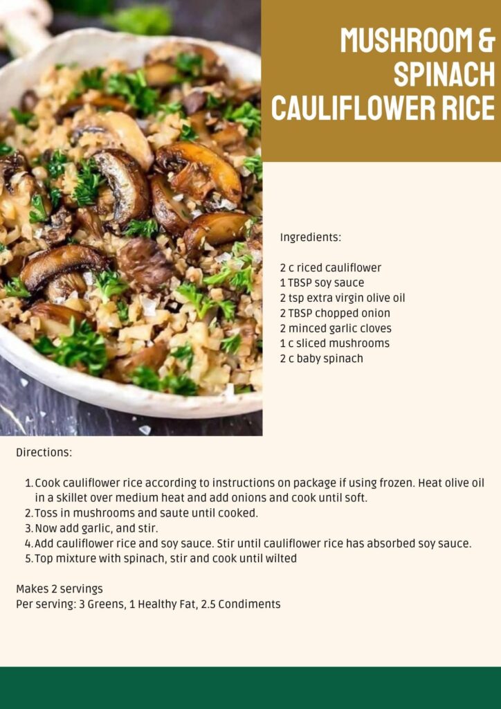 Mushroom & Spinach Cauliflower Rice