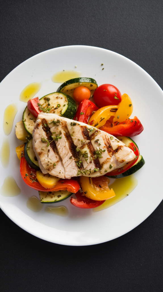 A beautifully plated "lean and green" meal