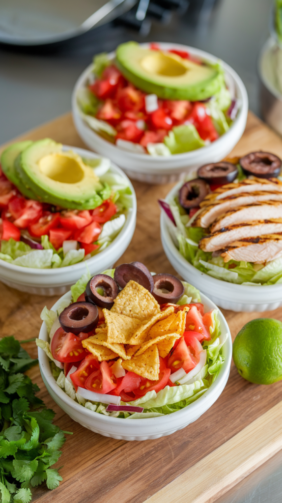 small bowls of the taco salad