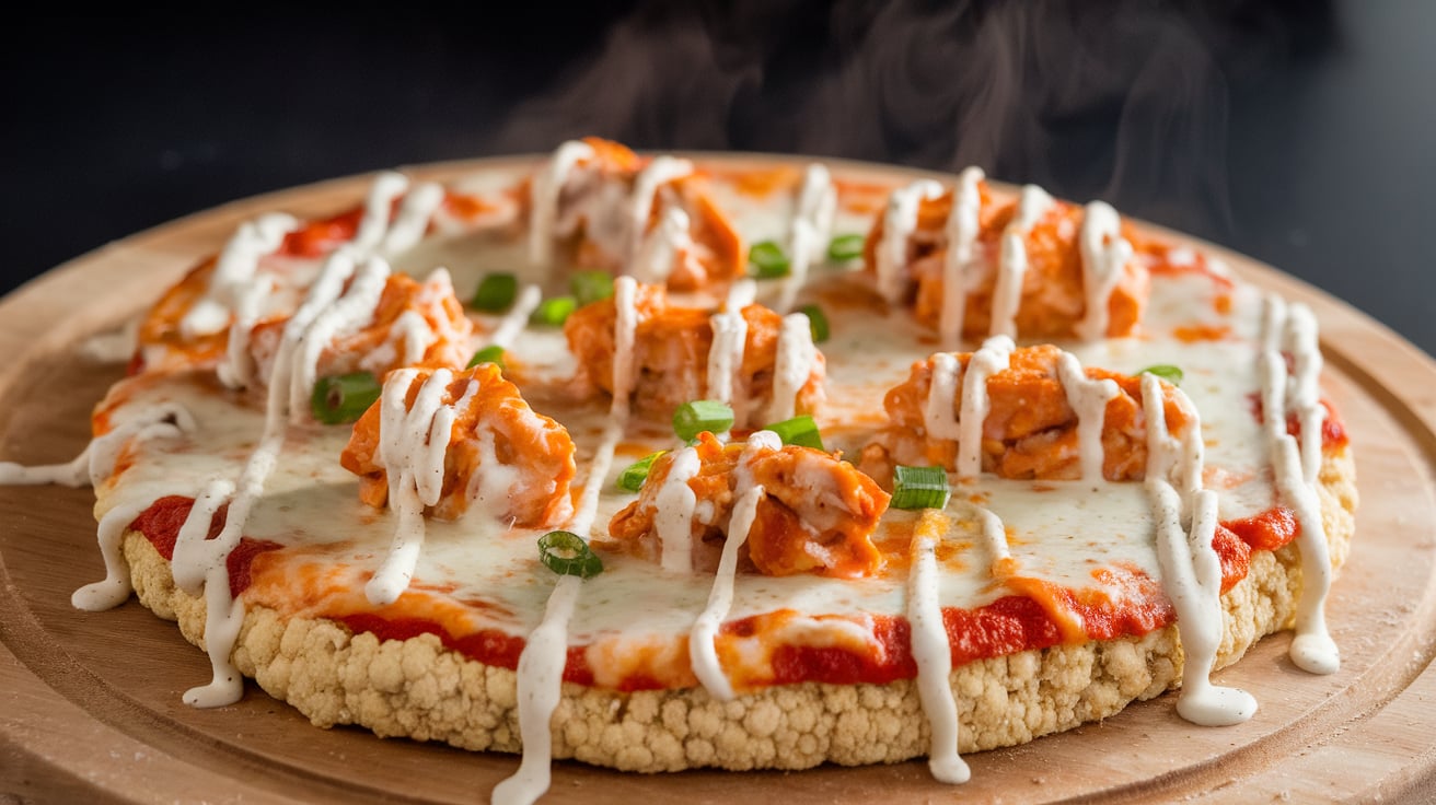 Spicy Optavia Buffalo Chicken Pizza with Cauliflower Crust