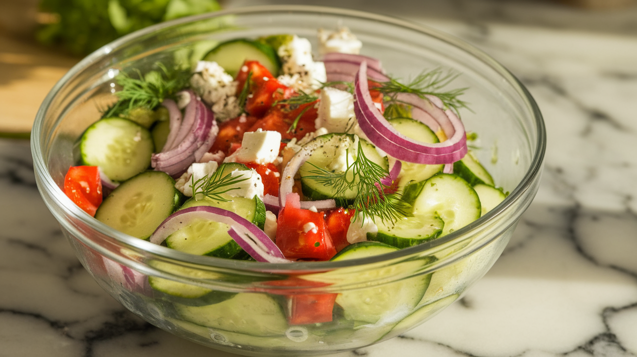 Refreshing Cucumber and Tomato Salad with Feta